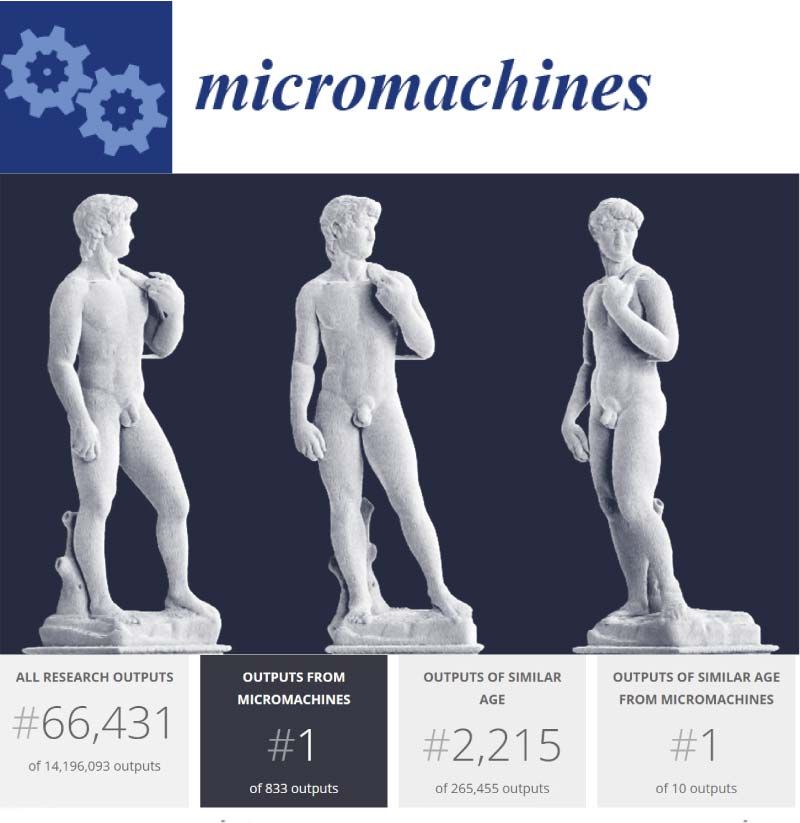 Exaddon research paper in Micromachines journal, showing Michelangelo's David 3D printed in microscale, produced by Exaddon