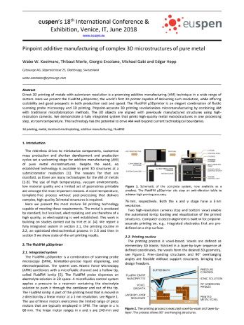 EUSPEN 2018 international conference proceedings featuring Exaddon research