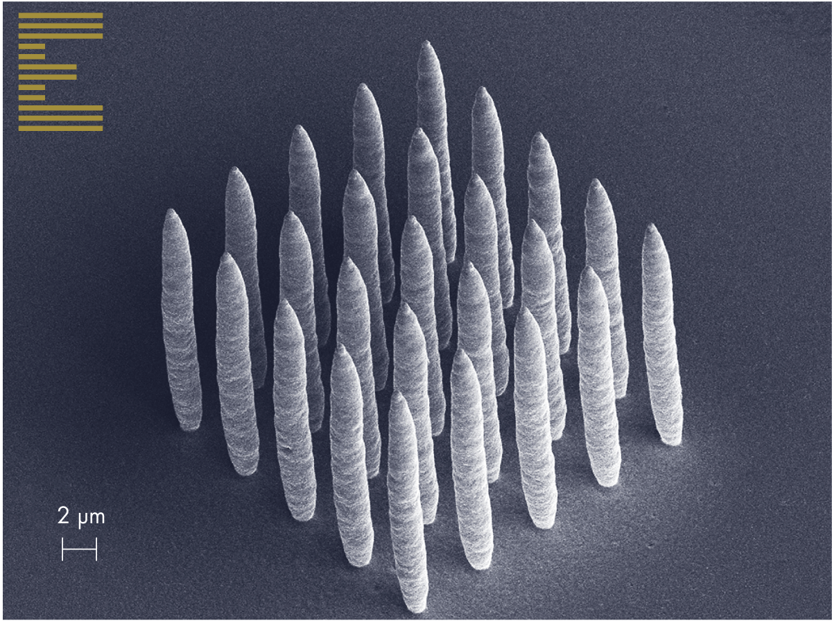 3D printed array of micropillar electrodes for neuroprosthetics. Copper printed on PEDOT:PSS