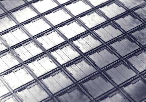 Close-up of semiconductor wafer