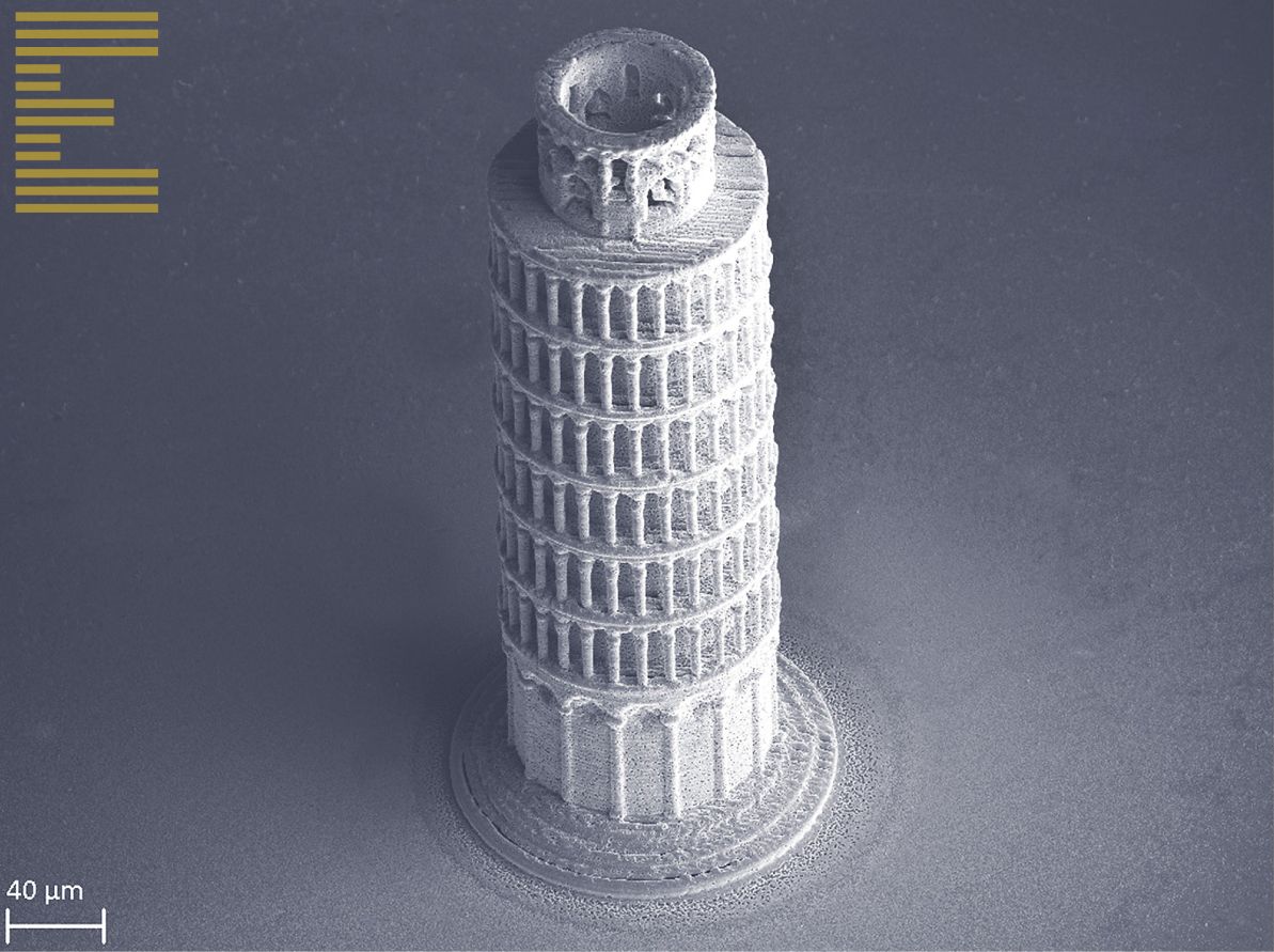 The Leaning Tower of Pisa, printed by Exaddon in pure copper, just 360 μm in height