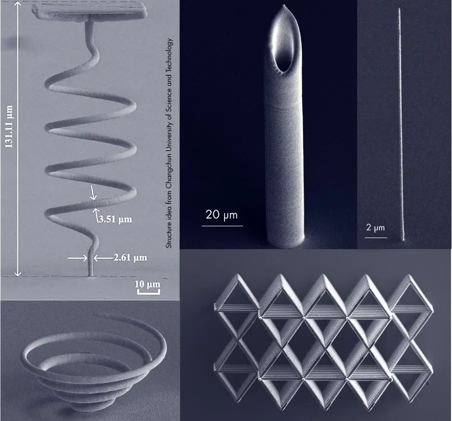 Microscale metal objects 3D printed by Exaddon's technology