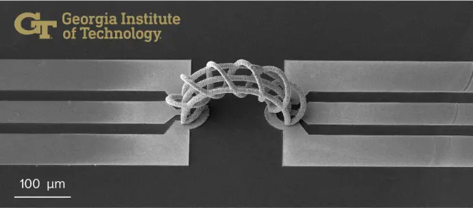 A microscale low-loss shielded interconnect for sub-THz applications, 3D printed by Georgia Tech using the Exaddon CERES print system.