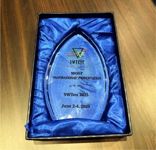 Exaddon's presentation 'Ultra-low leakage probe card for wafer parametric testing enabled by micro3D printing' was voted by the SWTest audience Most Inspirational Presentation of the event